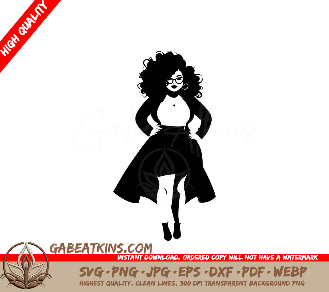 Plus Size Woman with Curly Hair - Fashion SVG SVG