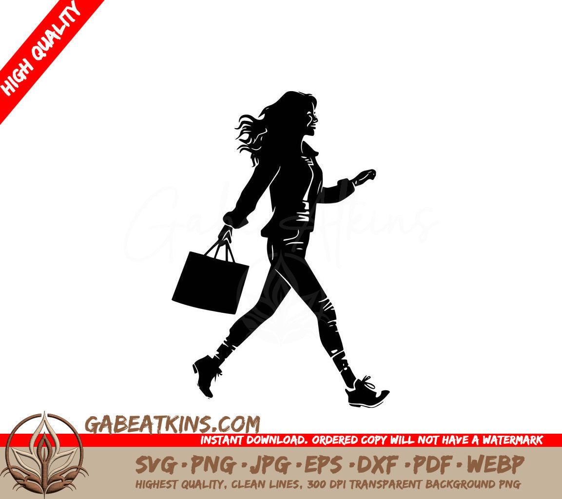 A Woman Carrying A Shopping Bag SVG - Fashionista Shopping SVG