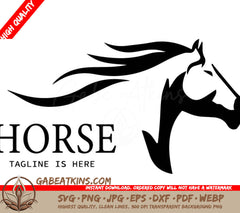 A Black And White Logo Of A Horse With A Long Mane SVG - Fast Horse logo Design Vector Creative design Template illustration SVG