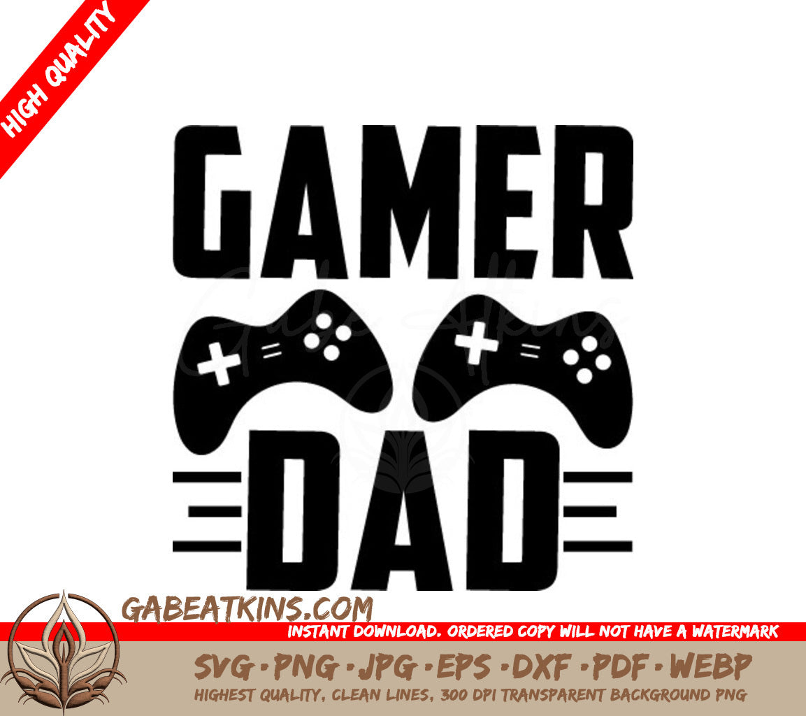Gamer Dad SVG Logo - Controller Design SVG