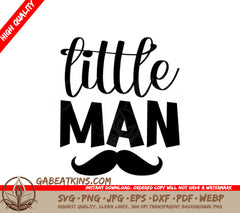 Fathers Day Little Man Silhouette SVG - Mustache Design SVG