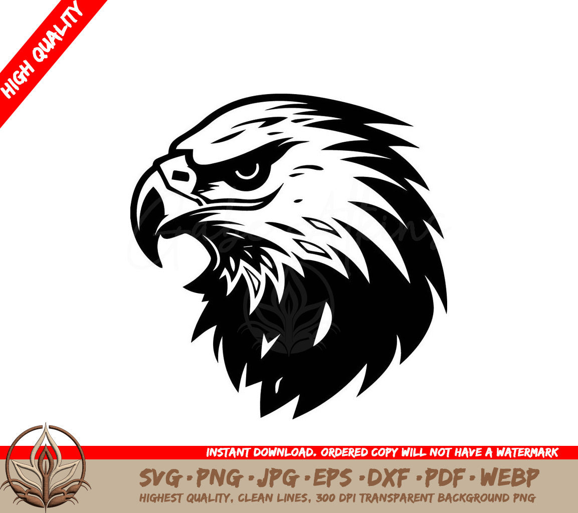 Feathered Grace Eagle Logo Emblem Noble Avian Mark Black Vector SVG