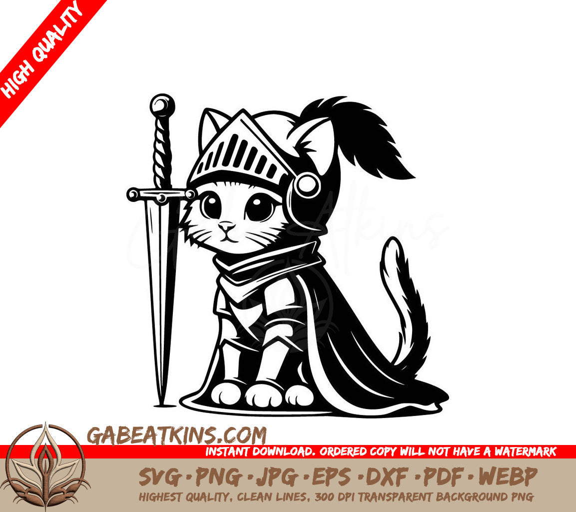 A Cat Dressed As A Knight SVG - Feline Knight Sentinel SVG