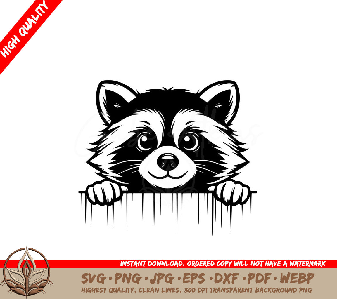Fence Peek Raccoon SVG