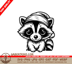 A Raccoon Wearing A Hat SVG - Festive Baby Racoon SVG