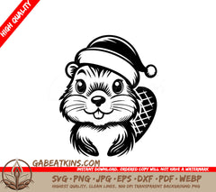 A Beaver Wearing A Santa Hat SVG - Festive Beaver SVG