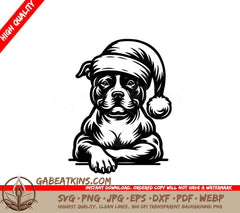 A Dog Wearing A Santa Hat SVG - Festive Bull Terrier SVG
