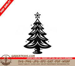 A Christmas Tree With A Star On Top SVG - Festive Evergreen Tree SVG