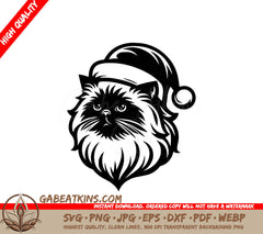 A Cat Wearing A Santa Hat SVG - Festive Himalayan Cat SVG