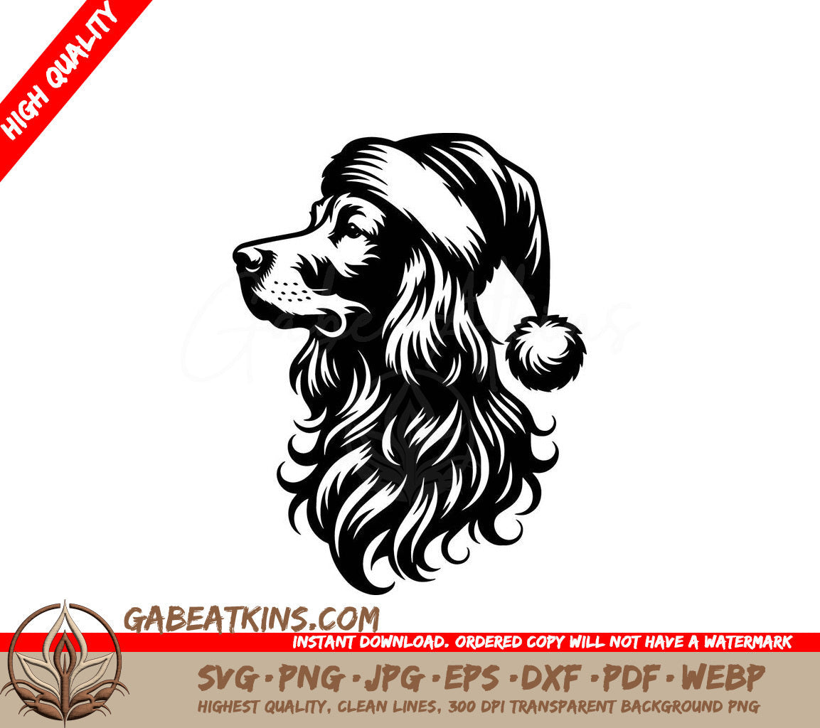 A Dog Wearing A Santa Hat SVG - Festive Irish Setter Dog SVG