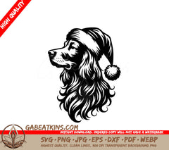 A Dog Wearing A Santa Hat SVG - Festive Irish Setter Dog SVG