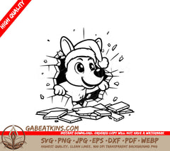 A Dog Wearing A Santa Hat SVG - Festive Kangaroo Breakout SVG