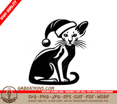 A Cat Wearing A Santa Hat SVG - Festive Oriental Santa Cat SVG