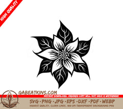 A Flower With Leaves SVG - Festive Poinsettia SVG