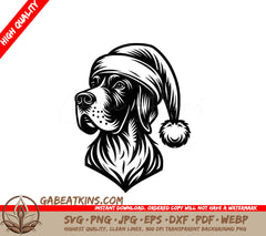 A Dog Wearing A Santa Hat SVG - Festive Pointer Dog SVG