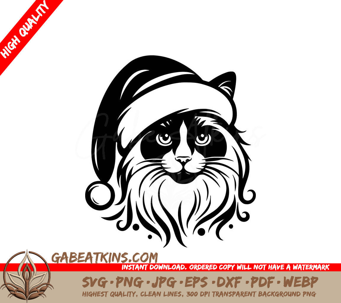 A Cat Wearing A Santa Hat SVG - Festive Ragdoll Cat SVG