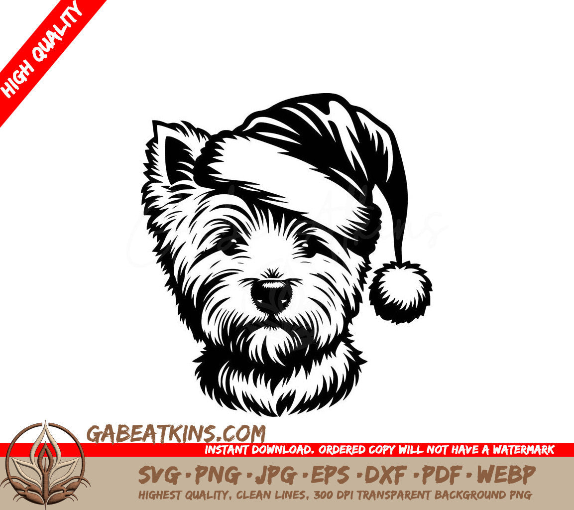 A Small Dog Wearing A Santa Hat SVG - Festive West Highland Terrier SVG