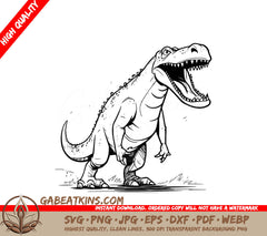 A Dinosaur With Its Mouth Open SVG - Fierce Dinosaur SVG