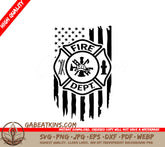 Firefighter Design SVG with American Flag Background SVG