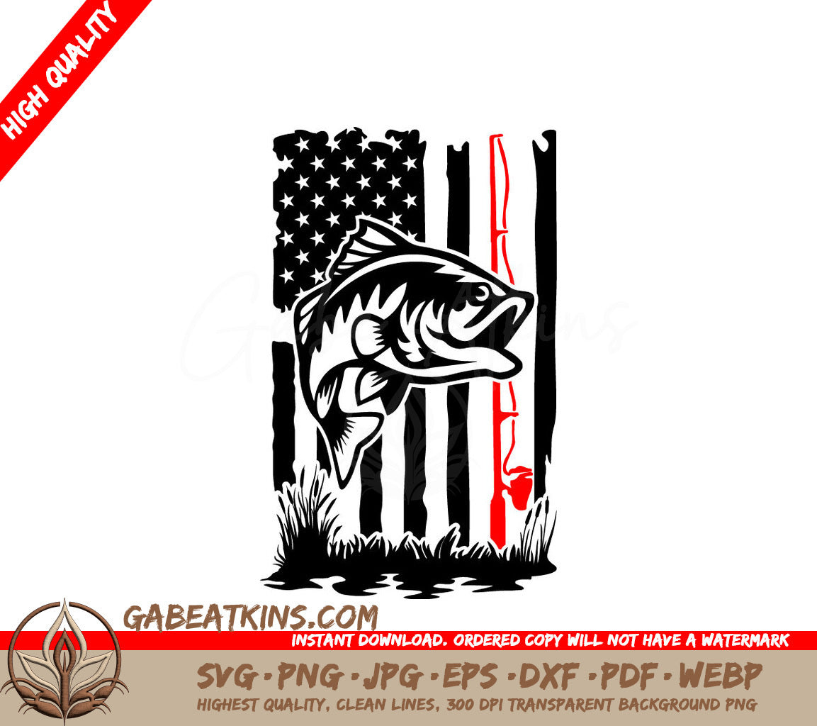 Distressed American Flag Fish SVG SVG