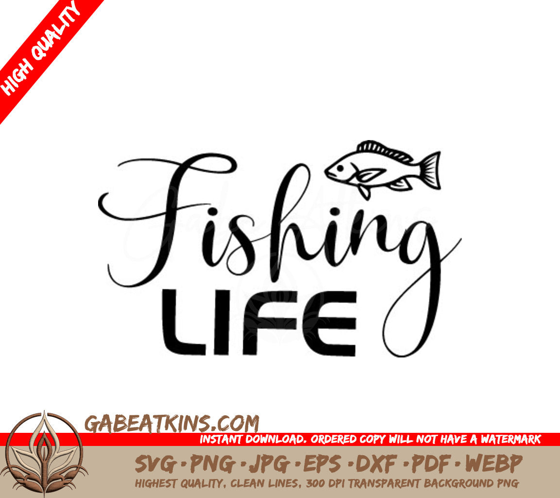 Fish Design SVG - Fishing Life Design SVG