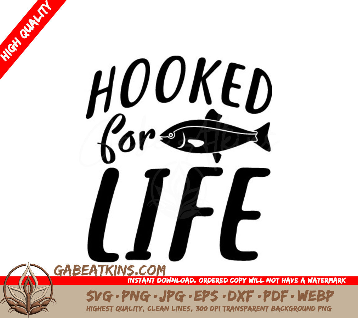 Fish Design SVG - Hooked for Life SVG