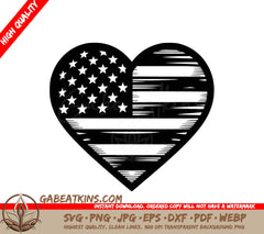 An American Flag In The Shape Of A Heart SVG - Flag Heart Pride SVG