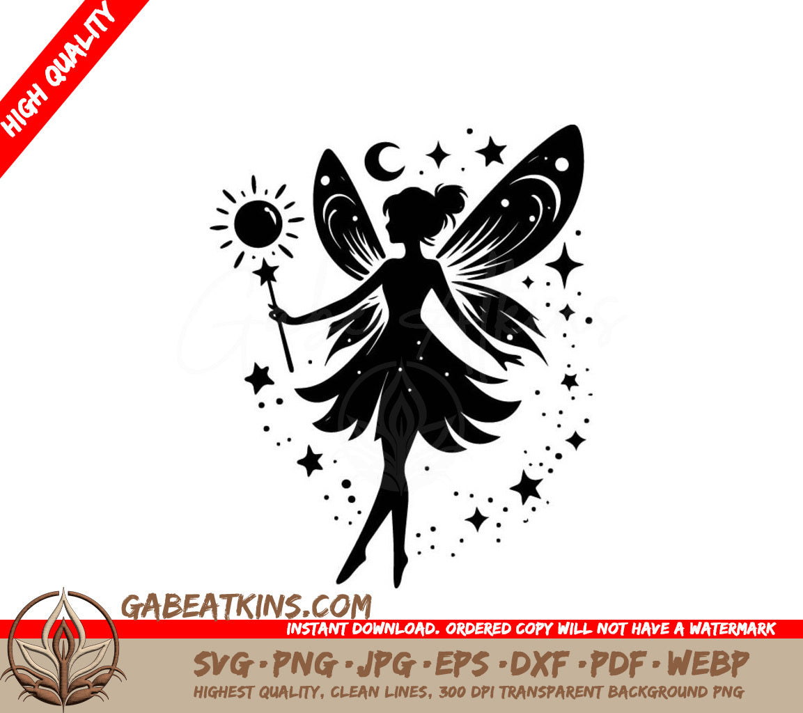 Fairy Silhouette SVG - Wand & Flat Design Vector Art SVG