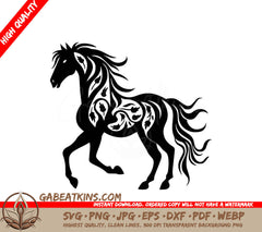 A Horse With A Floral Pattern SVG - Floral Equine Grace SVG