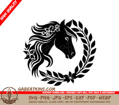 A Horse With Flowers In Its Mane SVG - Floral Horse Beauty SVG