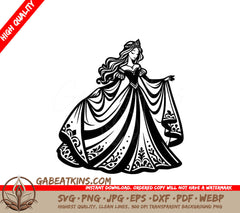 A Princess In A Long Dress SVG - Floral Queen Elegance SVG