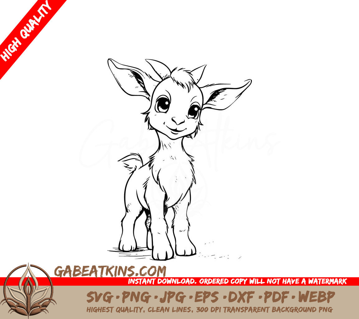 A Baby Goat SVG - Fluffy Goat SVG