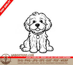 A Small Dog With A Collar SVG - Fluffy Labradoodle SVG