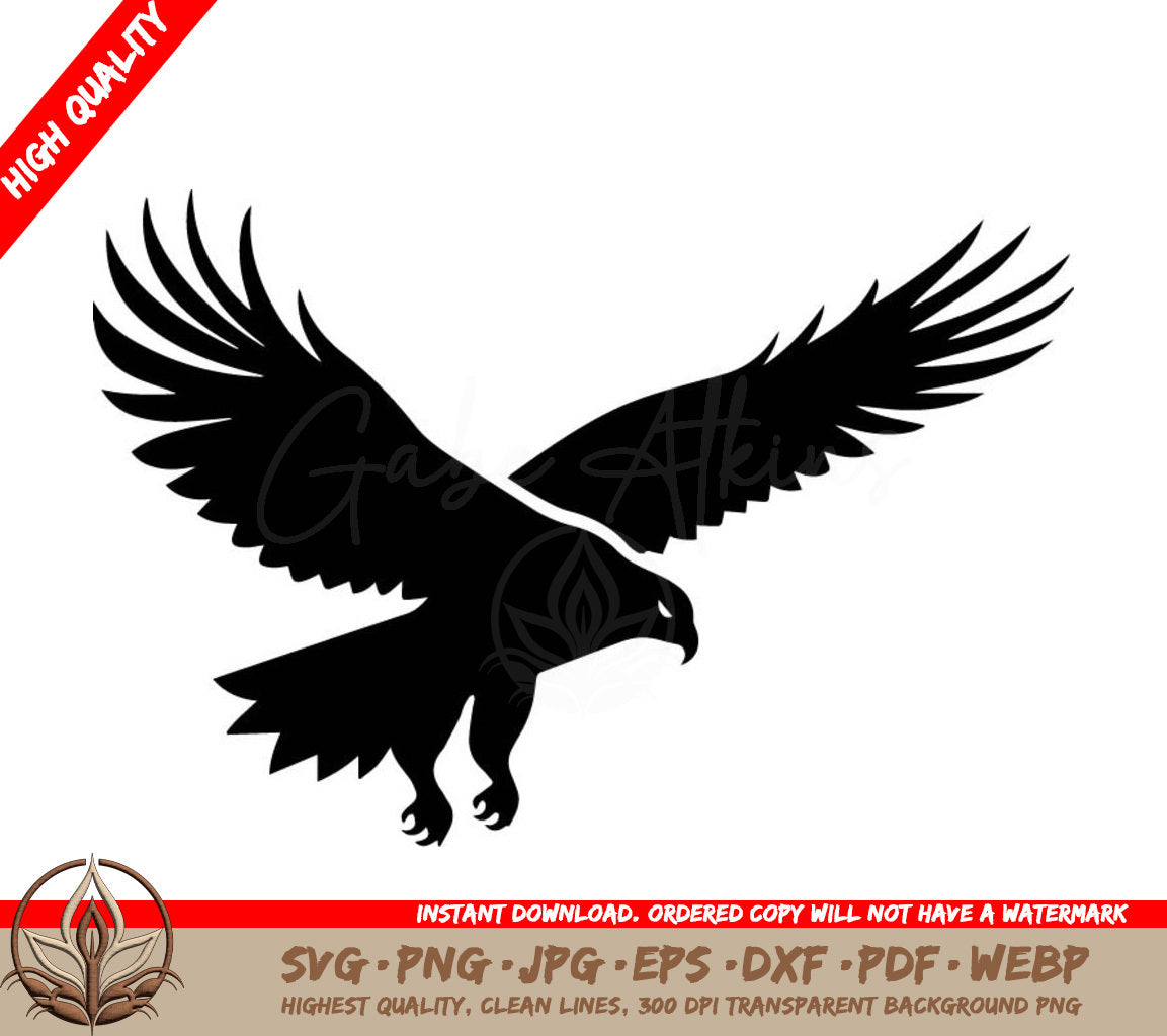 Flying Eagle Vector Illustration Black and White SVG