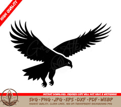 Flying Eagle Vector Illustration Black and White SVG