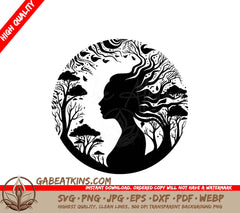 A Woman Surrounded By Trees SVG - Forest-framed Beauty SVG