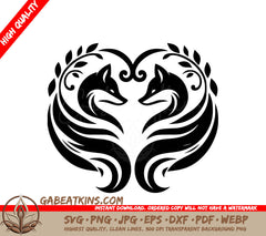 Two Foxes Making A Heart Shape SVG - Fox Love Heart SVG