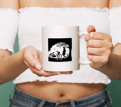 Lonely Girl with Bicycle Nighttime SVG - Drawing SVG