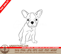 French Bulldog Puppy Sitting Down - SVG Illustration SVG