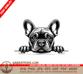 French Bulldog Peeking Over Wall -  SVG Design SVG