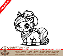 A Pony Wearing A Cowboy Hat SVG - Friendly Pony Cowgirl SVG