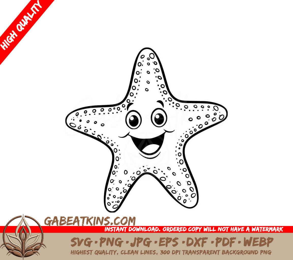 A Smiling Starfish SVG - Friendly Starfish SVG