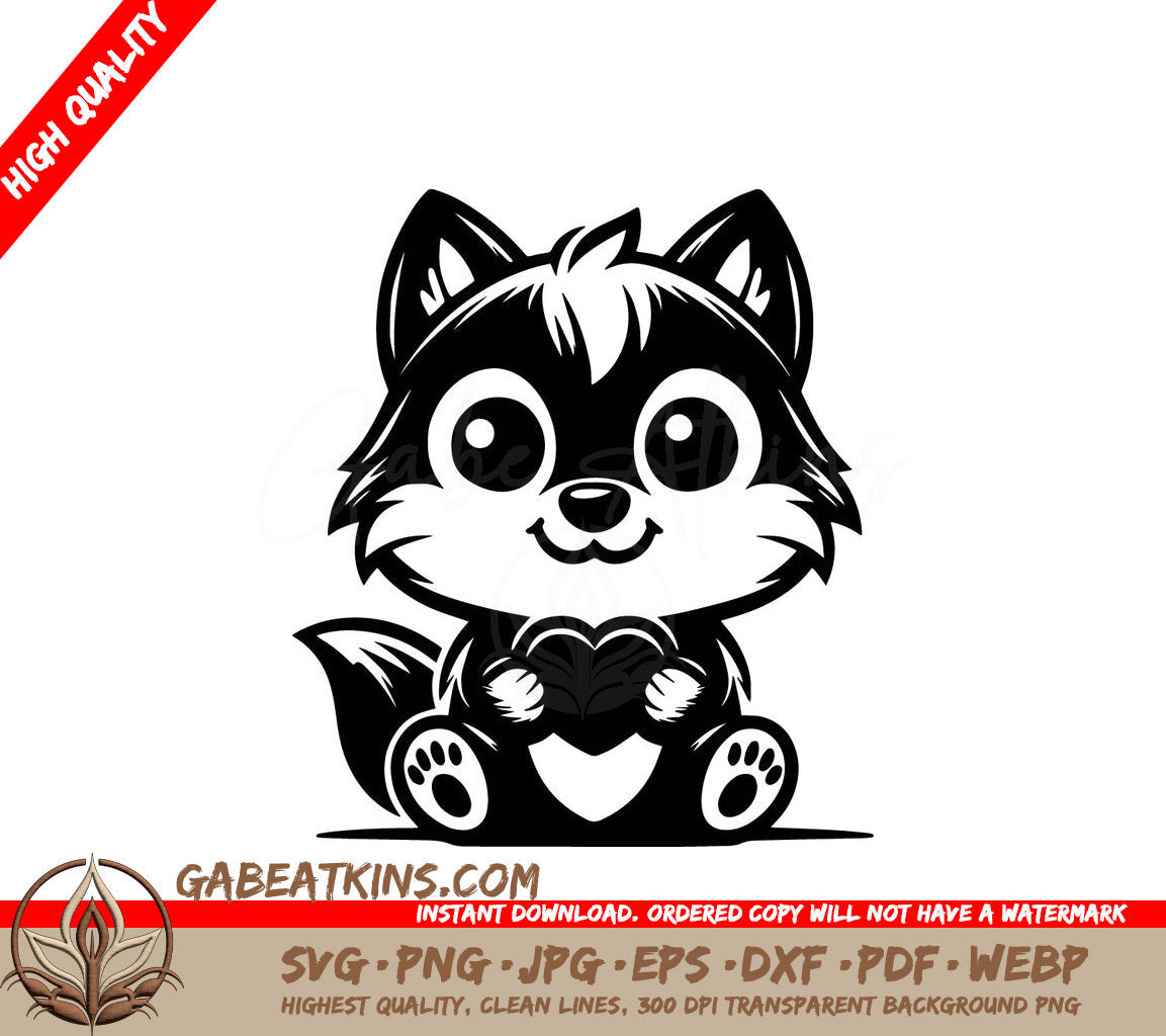 A Fox Holding A Heart SVG - Friendly Wolf Love SVG