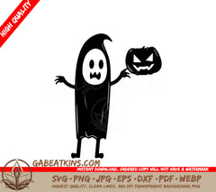 Ghost Holding Pumpkin SVG - Halloween Clipart SVG