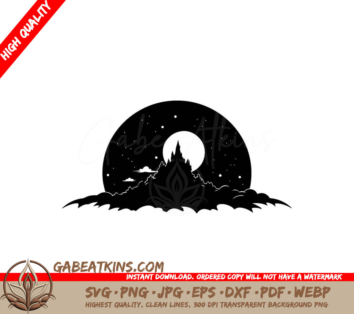 Castle Moonlit Desert Silhouette SVG SVG