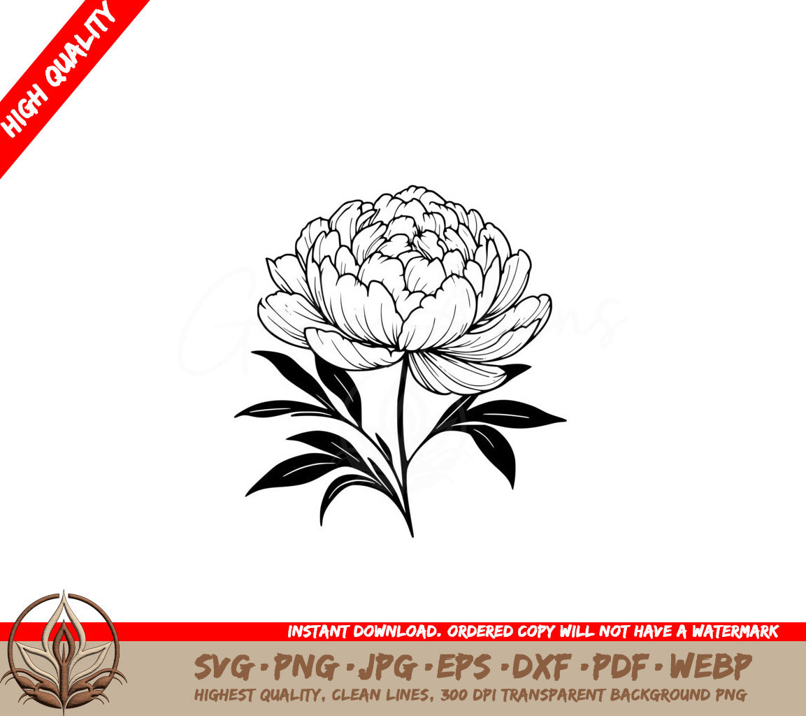 Full Peony Digital Product - SVG