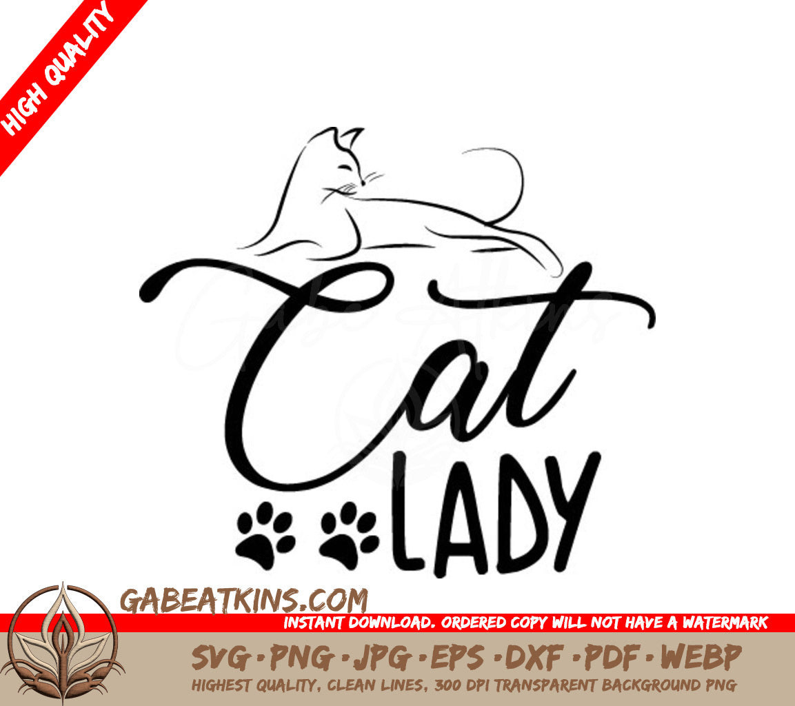 Funny Cat Lady SVG - Cat Drawing SVG