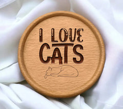 I Love Cats Sleeping Cat SVG - Drawing SVG