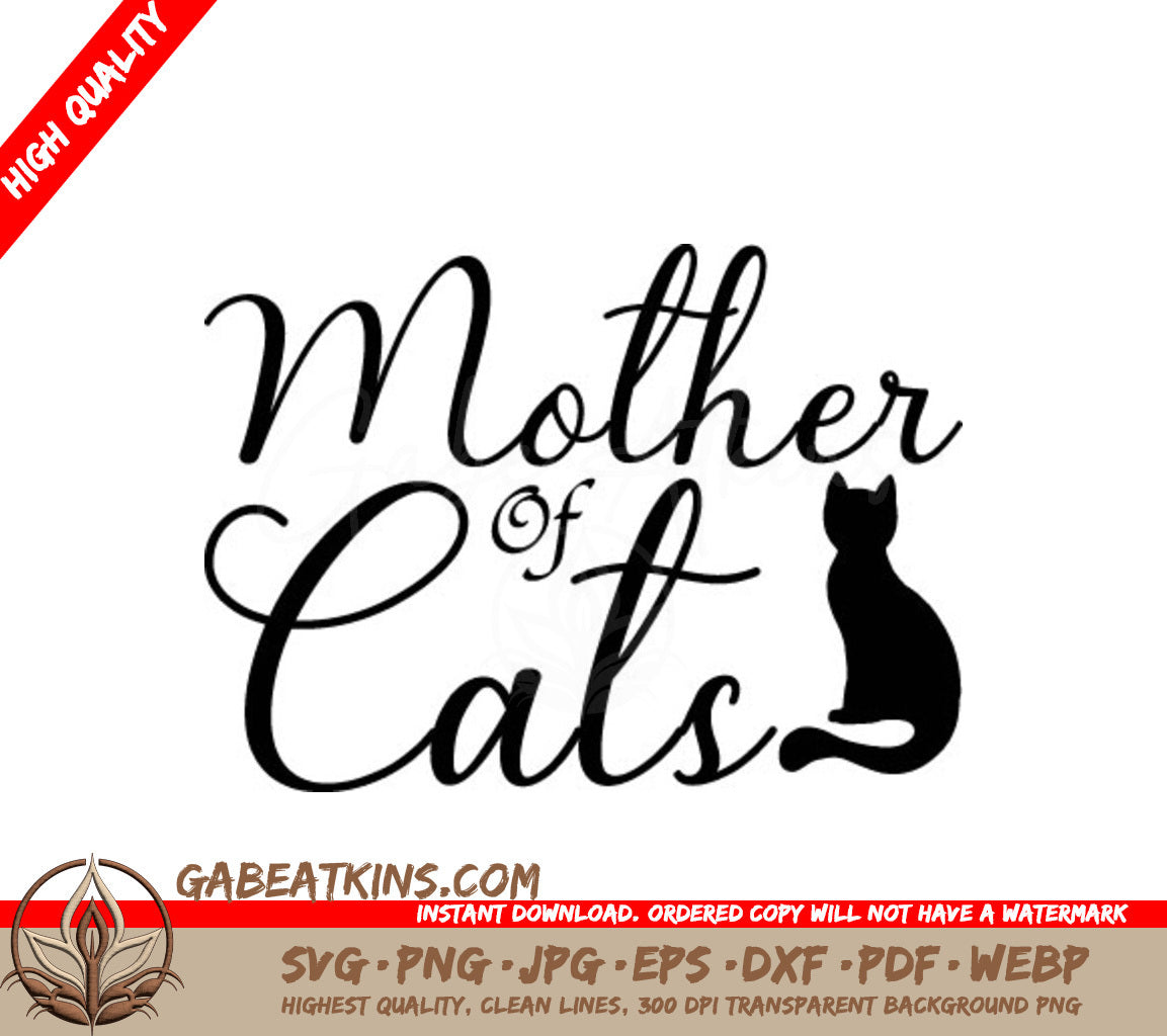 Funny Cat Mom SVG -  Mother of Cats Design with Silhouette SVG