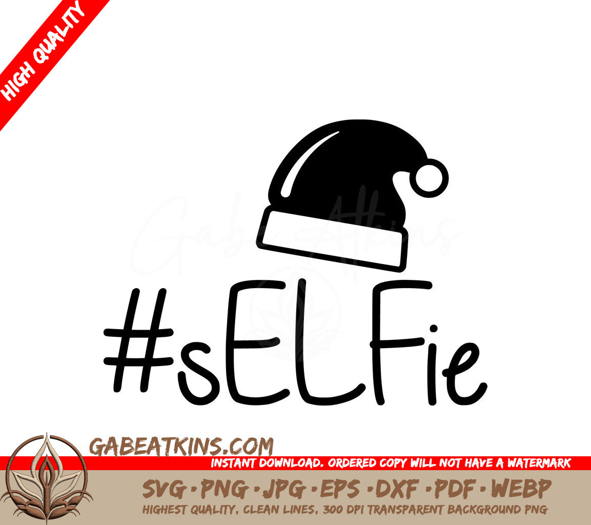 Funny Christmas Selfie SVG Bundle - Santa Hat & Quote SVG